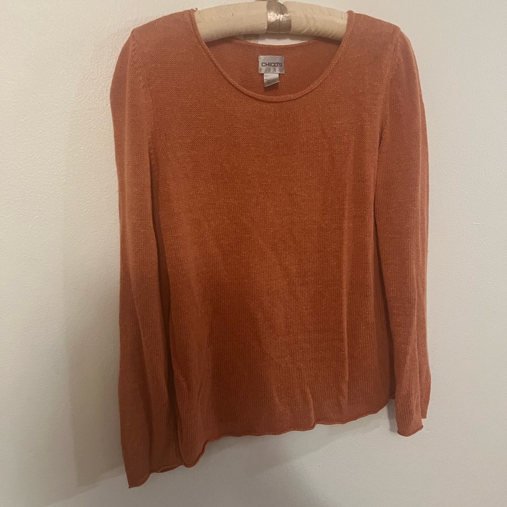 Chicos Orange Thin Knit see through Sweater